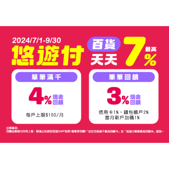 2024.7.01 - 9.30 │ 悠遊付支付回饋