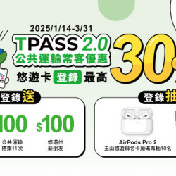 TPASS2.0公共運輸常客優惠｜悠遊卡登錄回饋最高40%