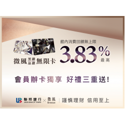 會員申辦黑/晶鑽微風卡 獨享好禮三重送