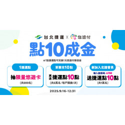 台北捷運X悠遊付點10成金活動