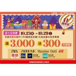 南紡購物中心 - 11周年慶首七日同慶:A1館 5F 夢想舞台贈獎處