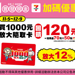 7-11 優惠活動 - 全民+1 普發萬元！！7-ELEVEN 加碼優惠