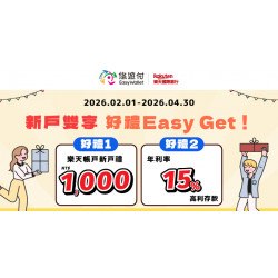 「樂天悠遊付」新戶雙享 好禮 Easy Get !