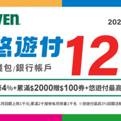 7-ELEVEN悠遊付錢包/帳戶筆筆4% 滿額加贈券最高回饋12%