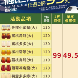 85度C瘋世足指定茶飲任選2杯99元猜冠軍再享雪藏生乳燒優惠價