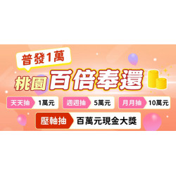 【桃園百倍奉還】發票登錄/抽獎辦法/百萬現金獎項，普發一萬加碼抽！
