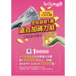 遠東百貨 - Top City 台中大遠百-全民普發一萬 2025-11-12 ~ 2025-12-31