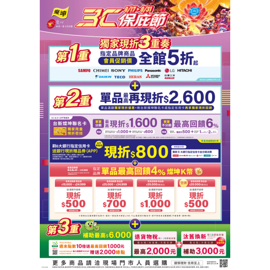 燦坤 - 3C保庇節 獨家現折3重奏