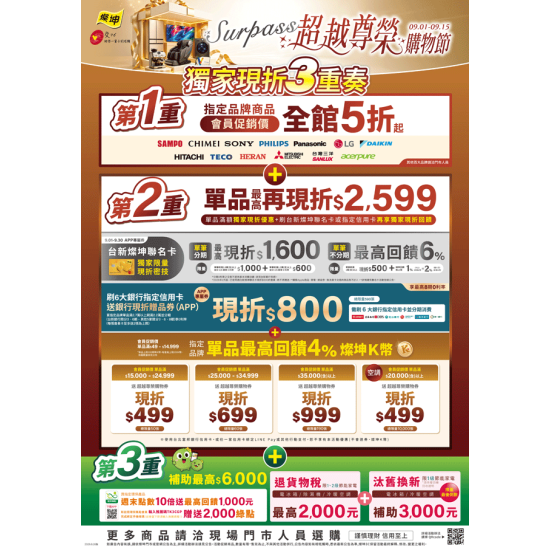 燦坤 - 超越尊榮購物節 獨家現折3重奏